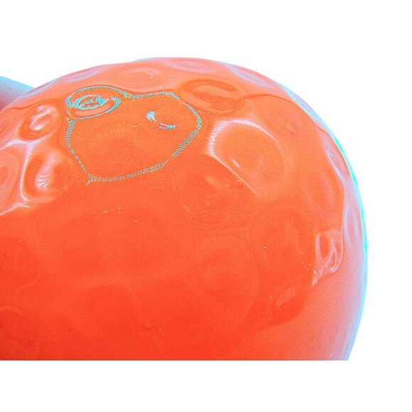 Vintage Murano Glass Orange Fruit Decor Stem Leaf Dimples Bright Orange 3x3" - Picture 4 of 12